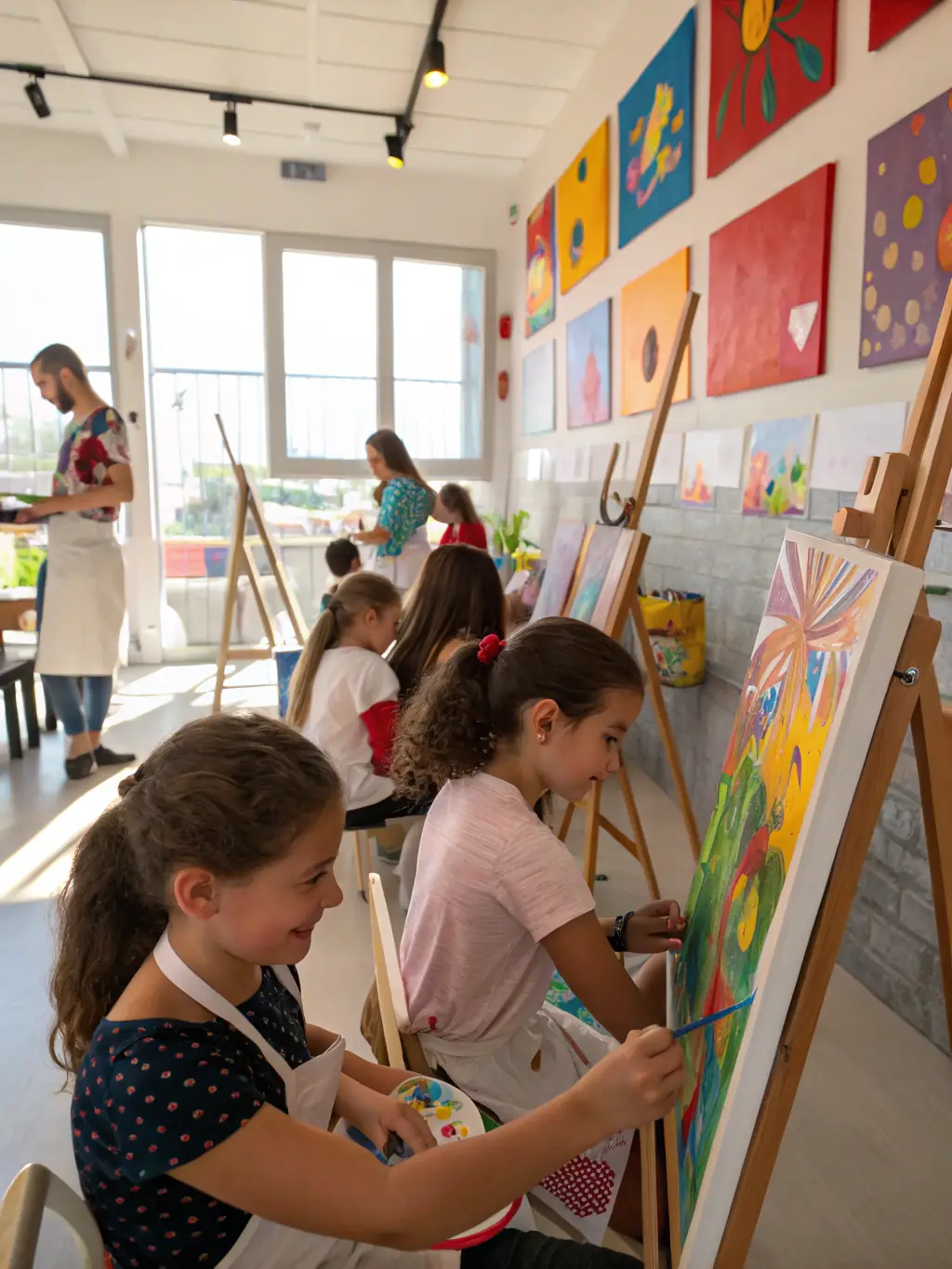A vibrant photograph capturing participants of all ages engaged in a collaborative art project during one of LE CRI DU PAPIER's community art workshops, showcasing creativity and community spirit.
